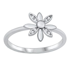 PERFECTJEWELZ Spinning Windmill Stackable Ring CZ 925 Sterling Silver 10mm Size 4