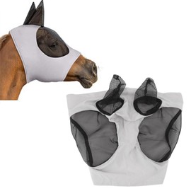 GLOGLOW Máscara Antimoscas de Malla de Caballo, Cómoda Cubierta de Cara de Caballo para Evitar Mosquitos para Establo (Gris)