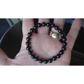 RAYON Black Onyx Bead Bracelet Men Stretch 8mm Round 7, 7.5, 8, or 8.5 inch