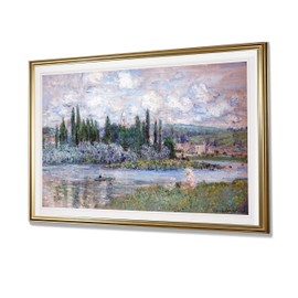 Monet Wall Art Collection View of Vetheuil 1880 I By Claude Monet Fine Giclee Prints Wall Art In Premium Quality Framed Ready to Hang - Gold Frame