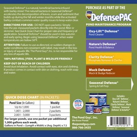 The Pond Guy Seasonal Defense, Spring & Fall Beneficial Bacteria, Barley & Enzymes, Cold Water Pond Sludge & Scum Treatment, Fish & Plant Safe, 6 Packets