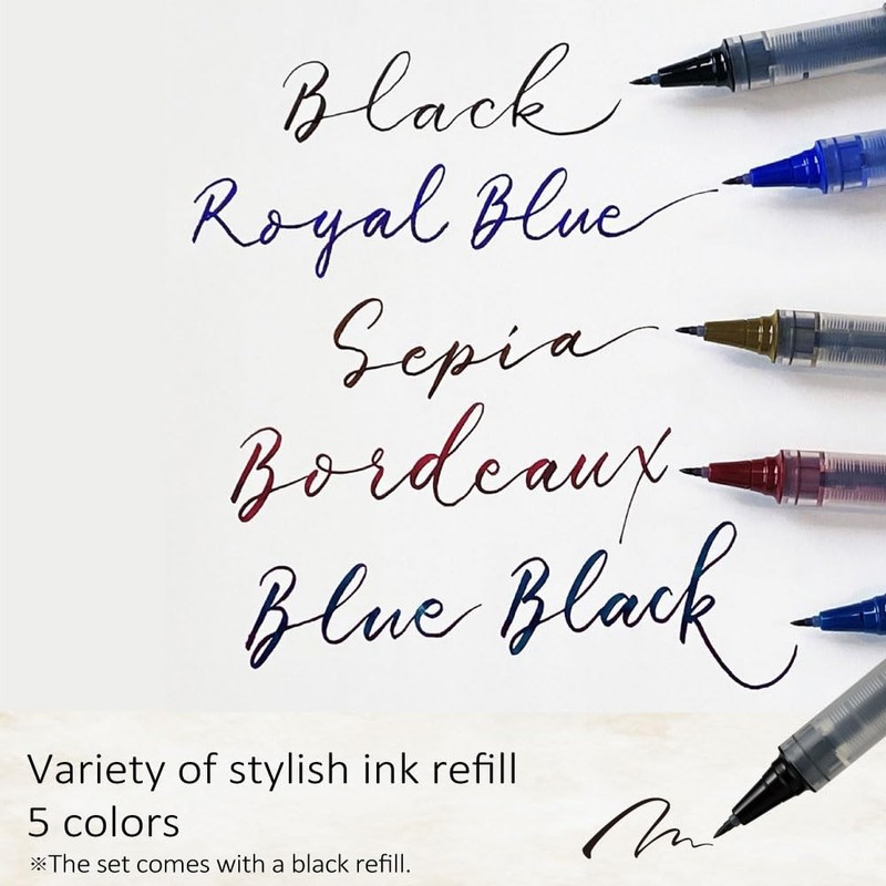 Kuretake Jigletor Pen COCOIRO Refill, Ultra Fine Point, Black Ink,