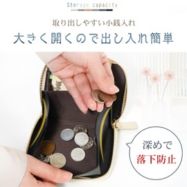 Kaitou Mini Wallet, Thin, Large Capacity, Genuine Leather, Bifold Compact, Anti-Skimming, Card Case, Coin Purse, Stylish, Black