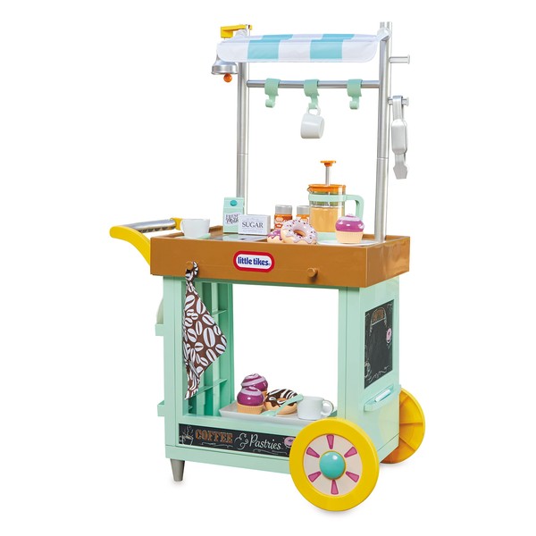 Little Tikes® 2-in-1 Café Cart Pretend Food Cooking Toy Role Play Kitchen Playset for Multiple Kids and Toddlers