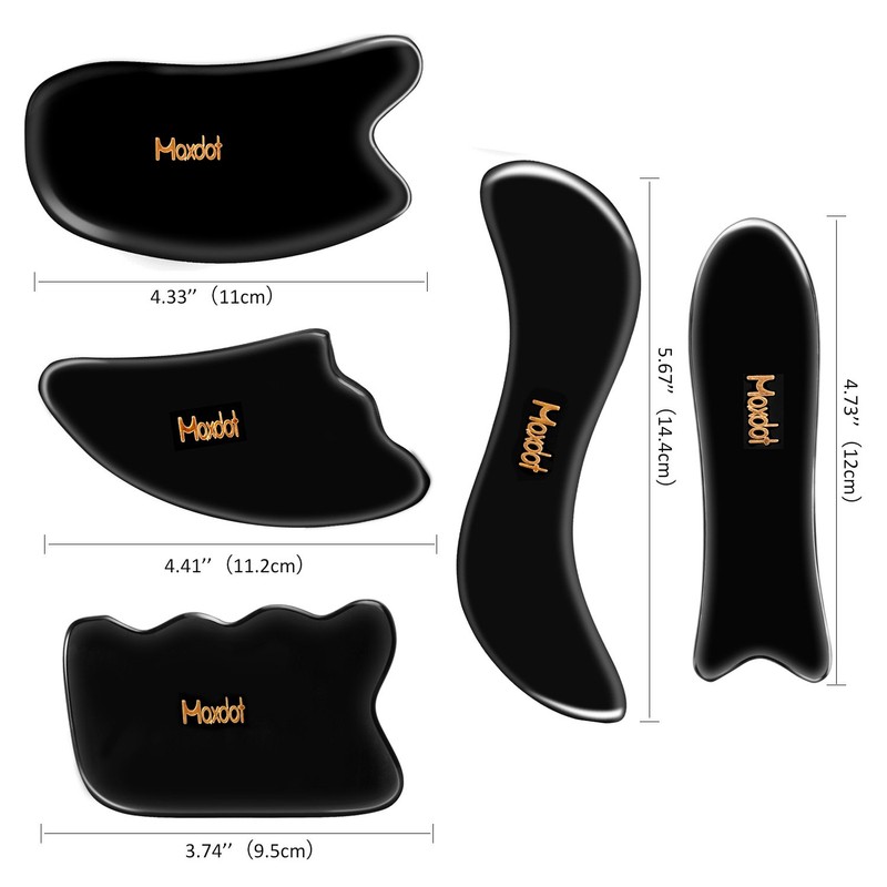 Maxdot 5 Pieces Gua Sha Massage Tools Set, Scraping Massage