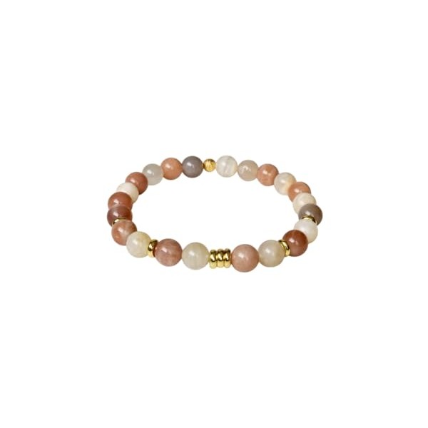 Sonnenstein Armband 18 karat goldplattiert Handmade mit echten Naturstein Perlen