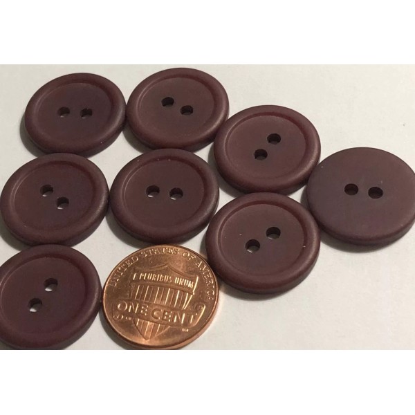 Unbranded 8 Vtg Rimmed Dark Reddish Brown Plastic Buttons 2-hole