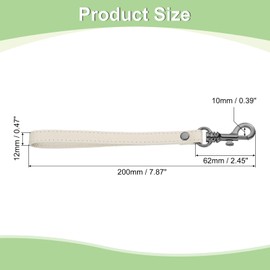 sourcing map Leather Wristlet Strap, 20cm/7.87" Long Keychain Hand Strap, Leather Replacement Wrist Strap for Purse, Clutch, Wallet, Keychain Bag (Cream White Leather, Black Clasp)