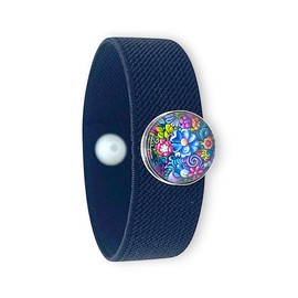 Bold Bloom Snap Charm Bracelet – Stretchy Acupressure Wristband for Mood Support, Focus, and Mindfulness – Interchangeable Flower Charm – Stylish Wellness Band for Teens & Adults (X-Small 5)