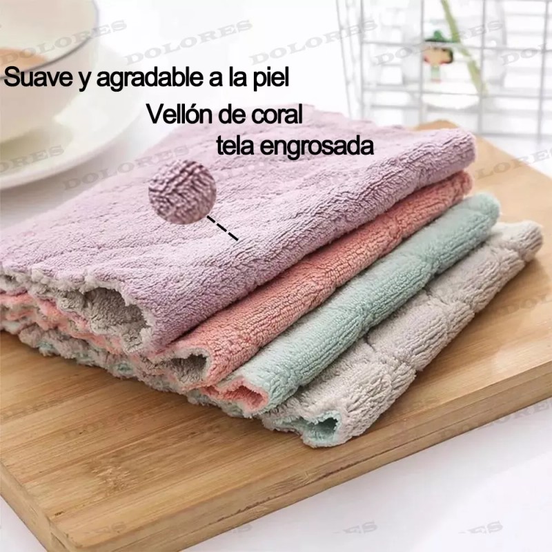 Dolores Cocina Vellón Coral Toalla Paño Absorbente Trapos Limpieza