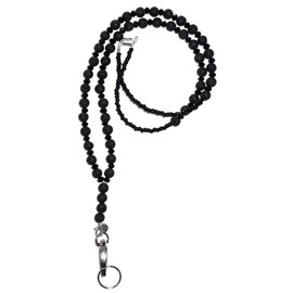 Difusor de aceites esenciales con abalorio de lava negra para mujer, fuerte 34 pulgadas que mantendrá insignia y llaves. Uso para aromaterapia. (lava negra - Breakaway)