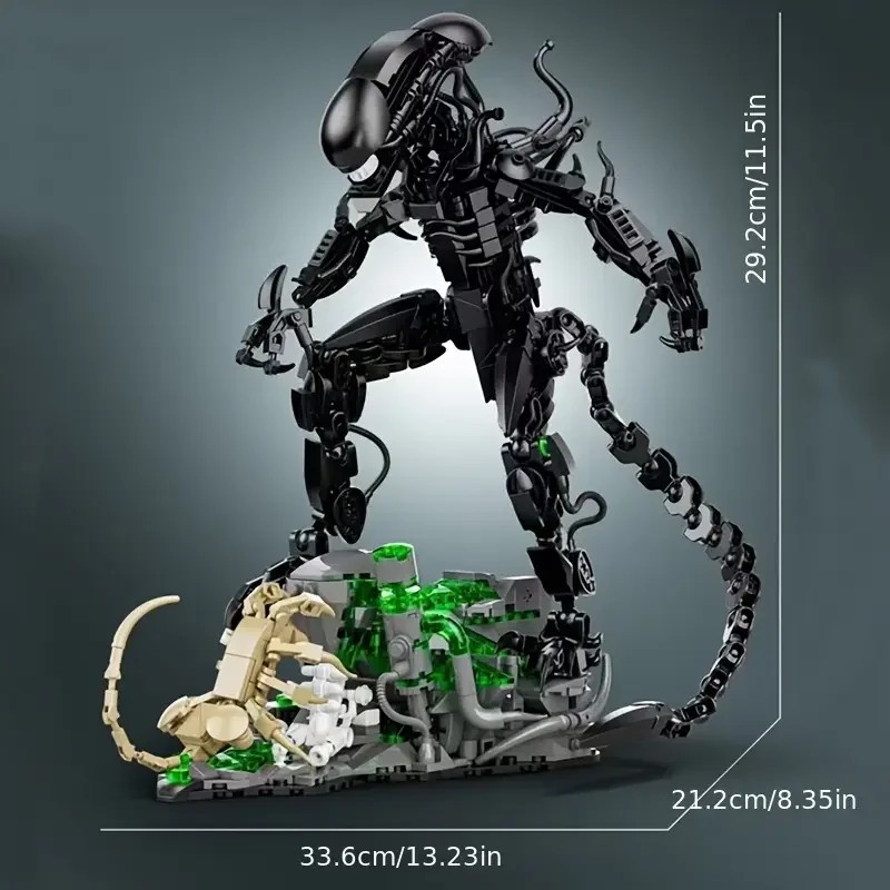 958+Cool Alien Building Block Set Character Model DIY Assembly Black