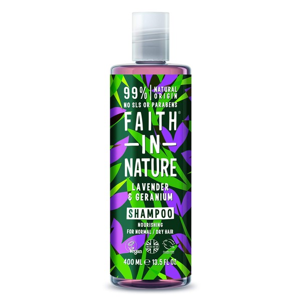 Faith in Nature Shampoo for Normal to Dry Hair Lavender Geranium 13 5 fl oz 400 ml