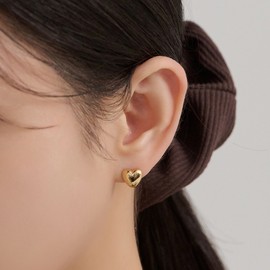 Gold&Deer 14K Goldfield Heart Chuntong One-Touch Earrings Rose Gold / 골드앤디어 14K 골드필드 하트통통 원터치 귀걸이 로즈골드