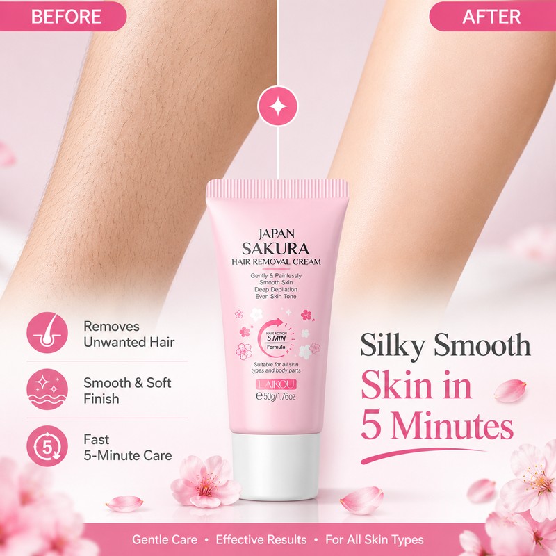 Sakura Hair Removal Cream for Smooth Skin – Gentle Fast-Action
