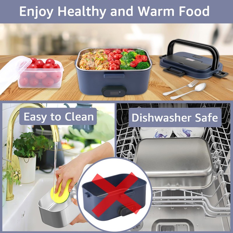Kimfead Electric Lunch Box for Adults with Temperature Display 80W