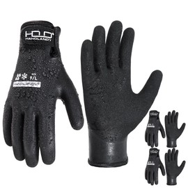 HANDLANDY Waterproof Work Gloves for Cold Weather, Insulated Winter Freezer Work Gloves with Grip for Men Women (2 Pairs Black, X-Large)