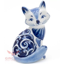 Porcelain Gzhel Fox Figurine Гжель