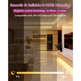 EMITEVER 200W Magnetic Dimmable LED Drvier, 24V Transformer Magnetic Power Supply 120VAC to 24VDC, Compatible with Lutron and Leviton Dimmer, for LED Strip Light,Kitchen,Cabinet,ETL Listed