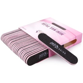 25pcs - PANA Mini Double-Sided Emery Nail File for Manicure, Pedicure, Natural, and Acrylic Nails - Black (Grit 80/80)