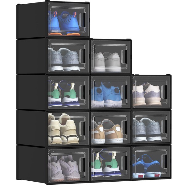 YITAHOME 12Pcs Shoe Storage Box Transparent Sneaker Organizer Stackable Medium