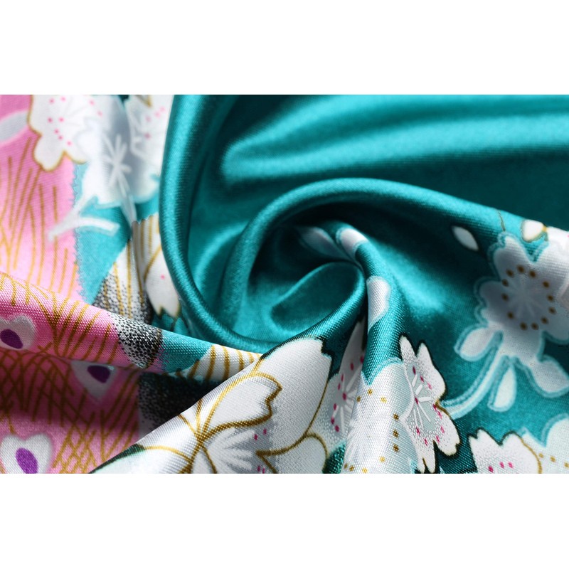 BABEYOND Women's Kimono Robe Long Satin Robes with Peacock and