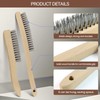 Heavy Duty Stainless Steel Wire Brush Long Curved Beechwood Handle