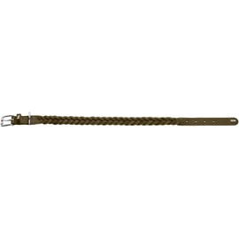 HUNTER Solid Education Special Dog Collar, Leather, Robust, Supple, Handbraided, 45 (S), Olive