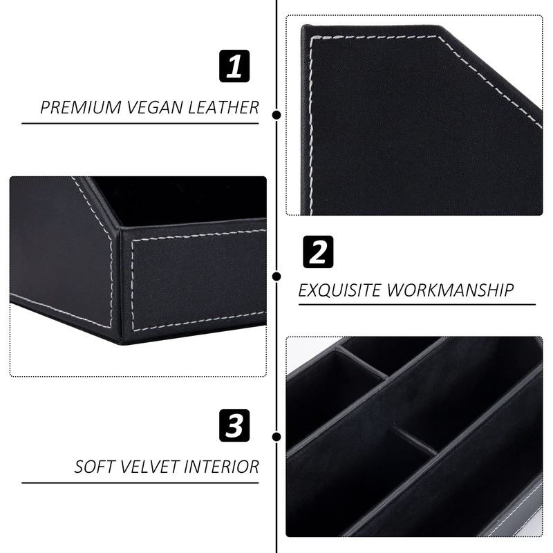 Jesustree Desk Organiser with 5 Compartments, Multifunctional Leather Office Pen