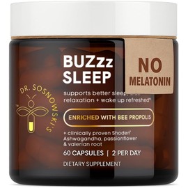 Suplemento para dormir BUZzz de Dr Sosnowski | Magnesio, propóleo, ashwagandha, valeriana, manzanilla | Relájate, duerme más profundamente, despierta 