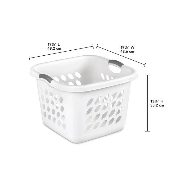 White Laundry Basket, Square, White, 19-In. 1217