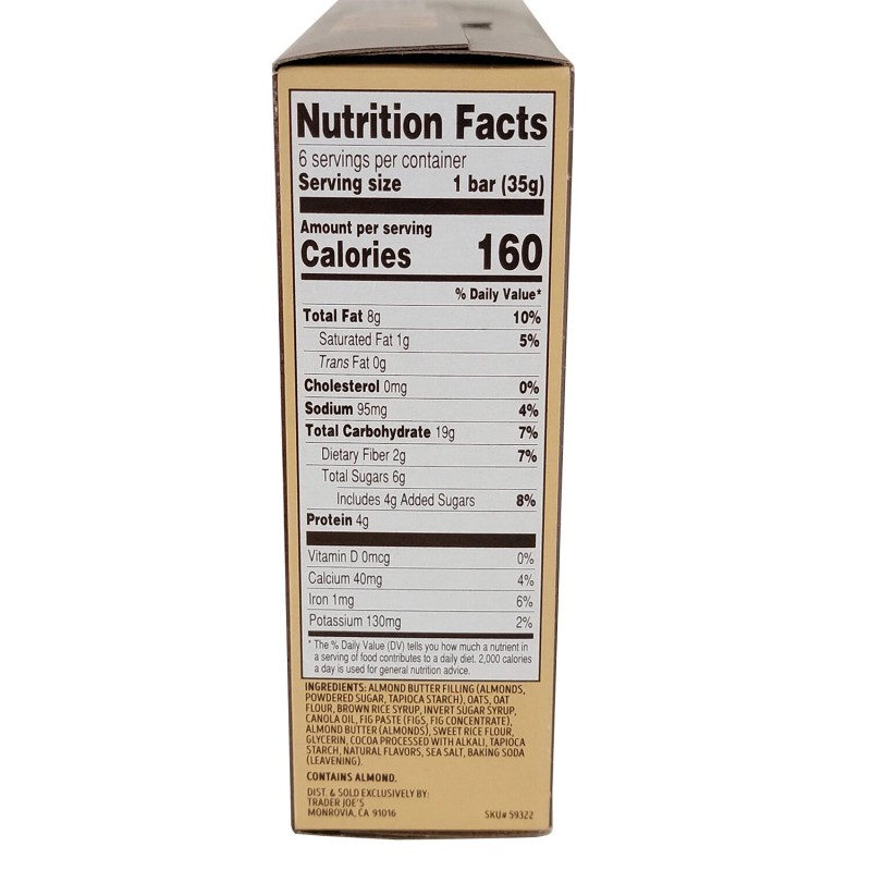 Trader Joes Almond Butter Cocoa Bars Gluten-Free Vegan Bar 1-Pack