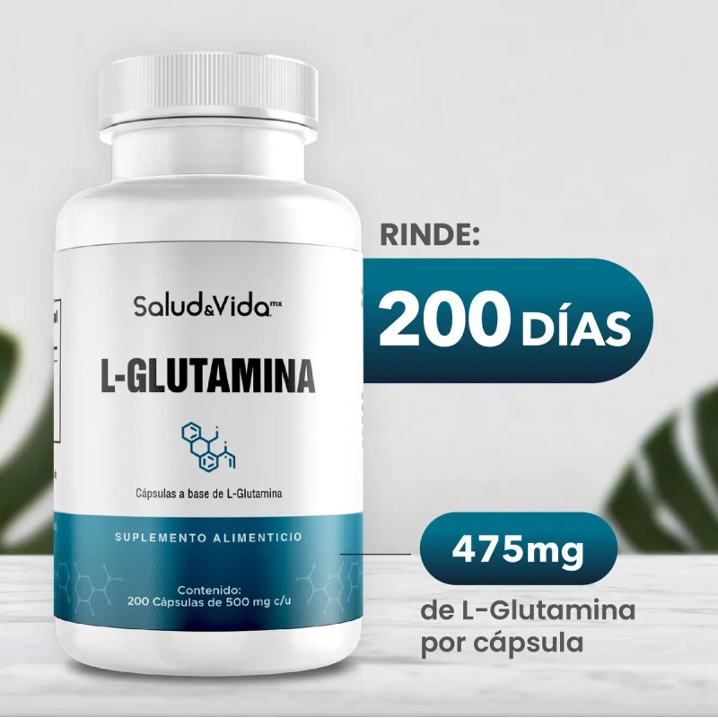 Glutamina 200 Cápsulas 500mg Salud Vida