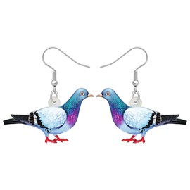 WEVENI Acrylic Green Pigeon Bird Earrings Bird Dangle Drop Jewelry For Women Charm Gifts (Pigeon C)