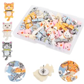 Ruayia Pack of 30 Cat Push Pins, Pin Board Pins, Cat Rice Pins, Decorative, Resin Pins, Decoration, Versatile Drawing Purposes for Pin Board, Cork Board, Photo Wall, Office