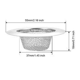 sourcing map 2 Pcs Kitchen Sink Garbage Strainer 2"(55mm) Stainless Steel Sink Disposal Stopper Anti-Clogging Drain Sieve for Kitchen Sink Drain