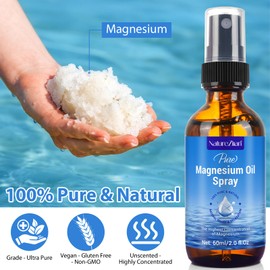 Magnesium Oil Spray-100% Organic Natural Magnesium Spray-Nourish The Skin-Easy to Absorb and Use-Glass Bottle 2 fl oz