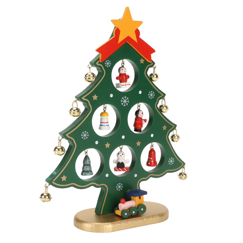Wooden Christmas Tree Desktop Ornament Shatterproof Safe Eco Friendly Wooden