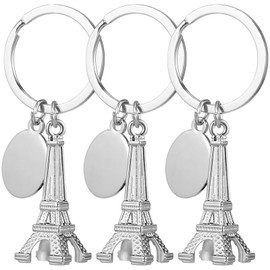 Gadpiparty Pack of 3 Silver Eiffel Tower Key Chains Mini Tower Keyring Retro Souvenirs Alloy Key Chain for Home Jewellery Decoration Christmas, silver