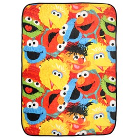Sesame Street Blanket Elmo Cookie Monster Oscar The Grouch Ernie Big Bird Cute Plush Fuzzy Soft Throw Blanket