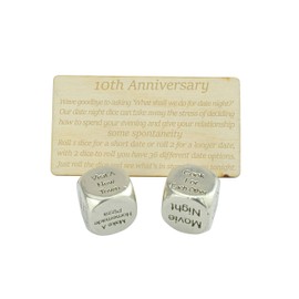 Tin 10th Wedding Anniversary Date Night Dice - 100% Pure Tin Content