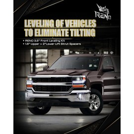 RENO 3.5" Front Leveling Kit, Upper+Lower Strut Lift Spacers Compatible with 2007-2025 Silverado Avalanche Suburban Tahoe 1500 / Sierra Yukon 1500 2WD 4WD (Aluminium, 4Pcs)