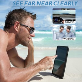 Missfive Photochromic Bifocal Reading Glasses Men Blue Light Protection, Designer Transition Retro Computer Readers Far and Near Dual-Use Lens Stylish Vintage Eyeglasses Matte Gray Eyewear, 1.5x