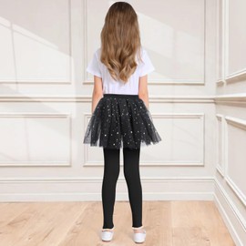EASTBUDDY Girls Skirt with Leggings Footless Sparkly Tulle Skirt Pants for Kids Toddler Baby 7-8 Years Black