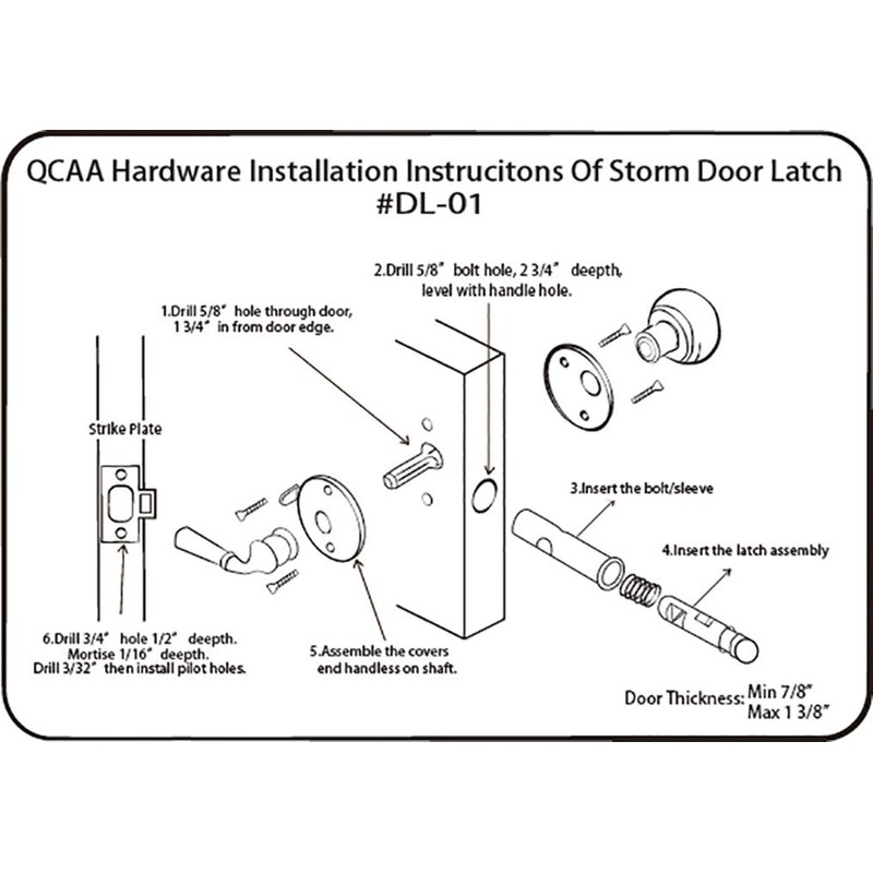 QCAA Solid Brass Storm Door Latch, Satin Nickel, Made in