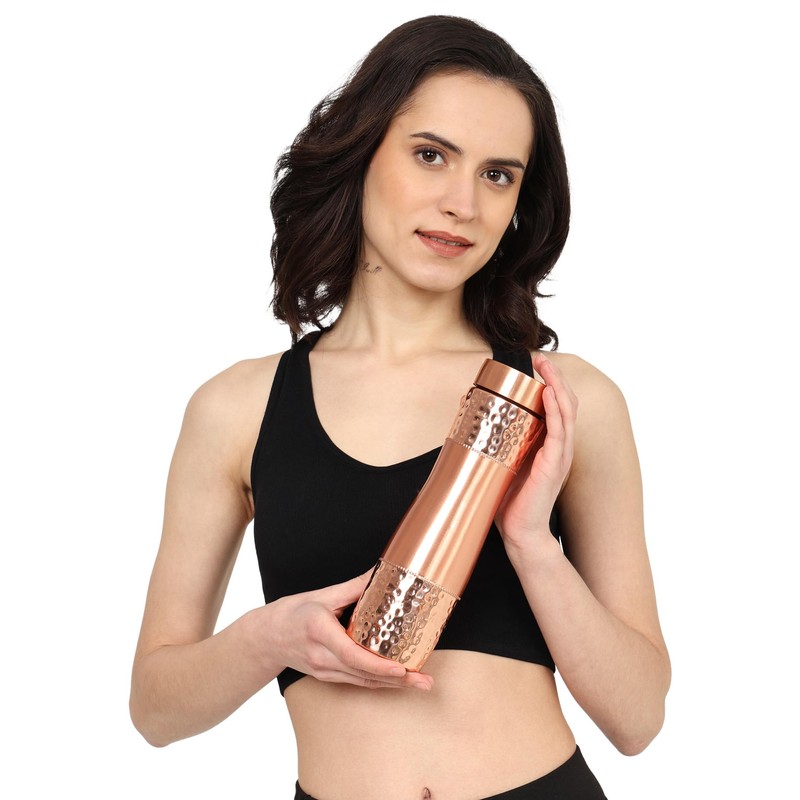 Pure Copper Water Bottle Wide Mouth, 1000 Ml Capacity (33.81