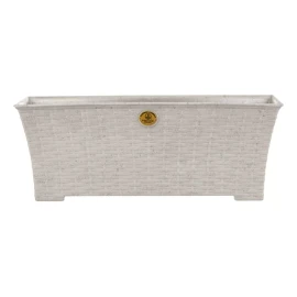 Ardilla Maceta Rectangular Plástico Tipo Rattan Blanco Cantera 45 Cm