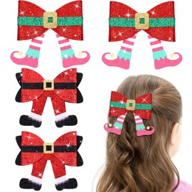 Christmas Hair Clips,Glitter Red Hair Bow for Girls Christmas Hair Bows Accessories，Sequins Holiday Headdress for Women Xmas Present