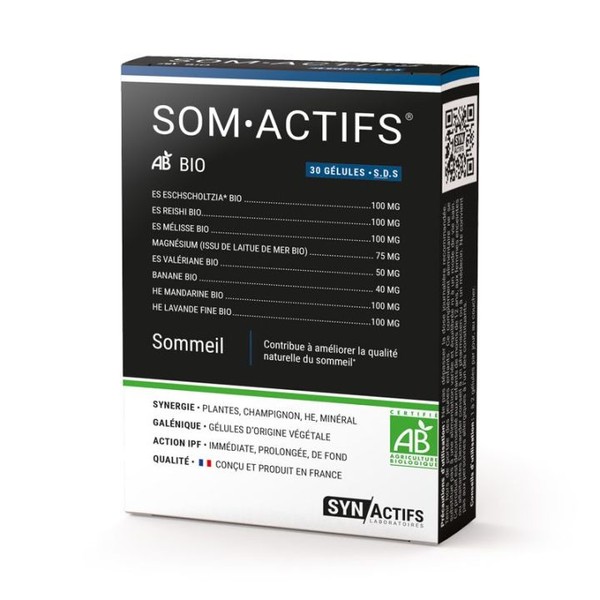 Synactifs SOMActifs SOMGreen Bio Sommeil réveil nocturne SYNActifs 30 gélules