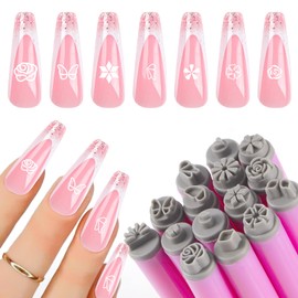 YECERALA 15pcs Nail Stamp Art Pen Set, Flower Butterfly Rose Pattern Nail Stamp Pen Stamping Stick Tools Practical Nail Stamper Tools For Women Nail Stamping Pen Nail Accessories For Home DIY
